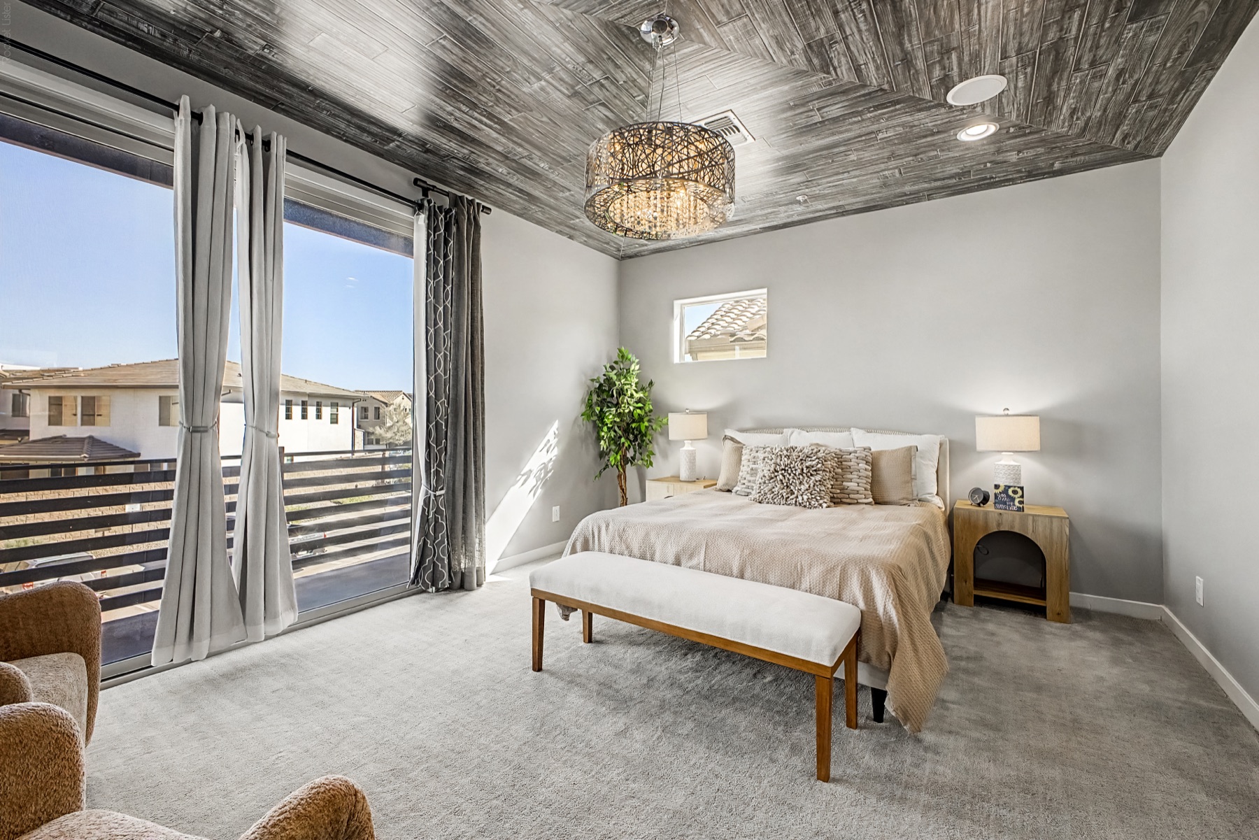 Primary suite with signature ceiling treatment